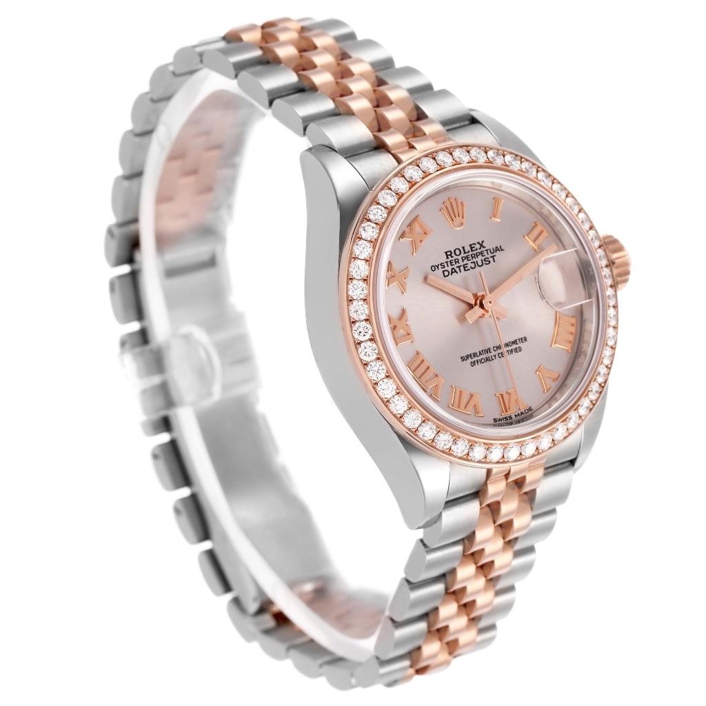Rolex Datejust 28 Steel Rose Gold Diamond Ladies Watch 279381 Box Card