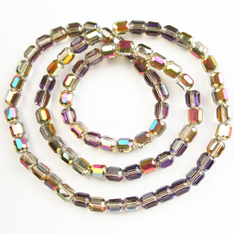 1Strand 8x7mm Faceted Rainbow Crystal Column Loose Bead 24inch SJTZ26