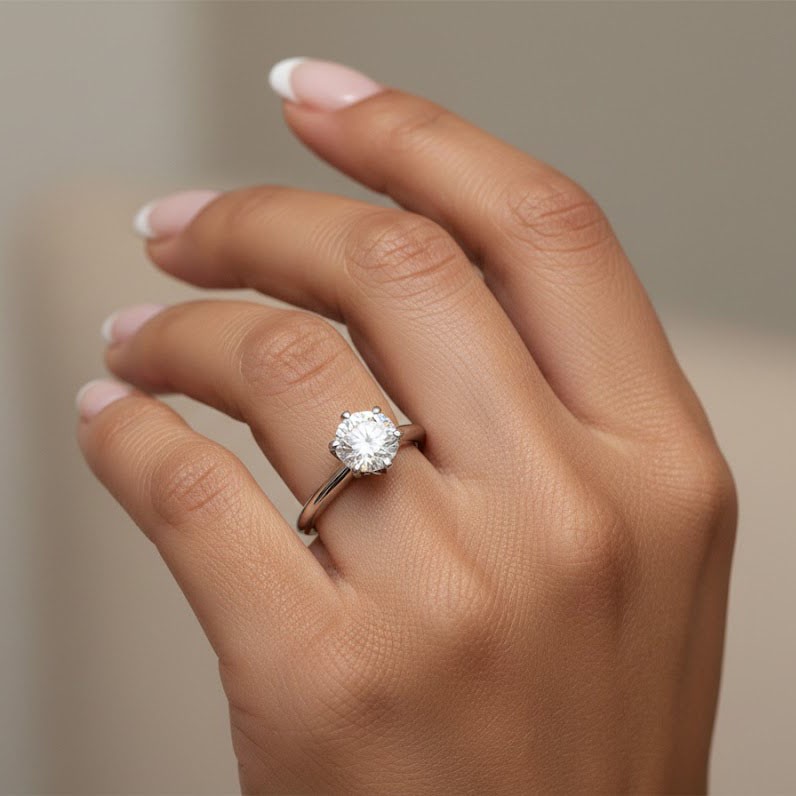 Solitaire Engagement Ring Platinum Classic 2.24 CT Round Lab-Grown Diamond F VS2
