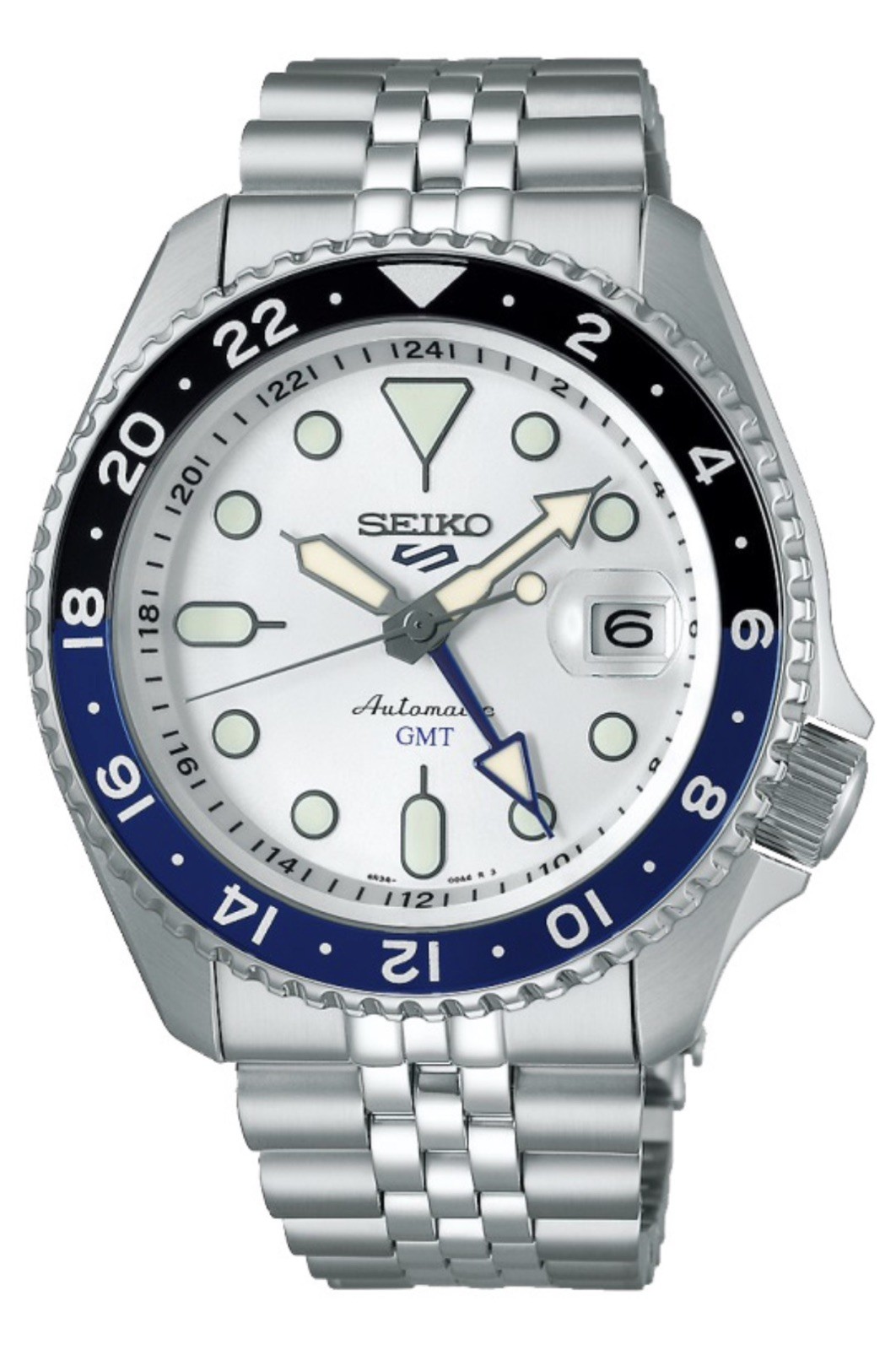 Seiko 5 Sports GMT SSK033K1 – Silver Cloud “Batman” Automatic 42.5mm 100m NEW