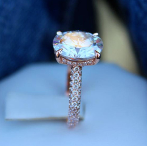3Ct Lab Created Diamond Solitaire Engagement Ring 18K Rose Gold Finish