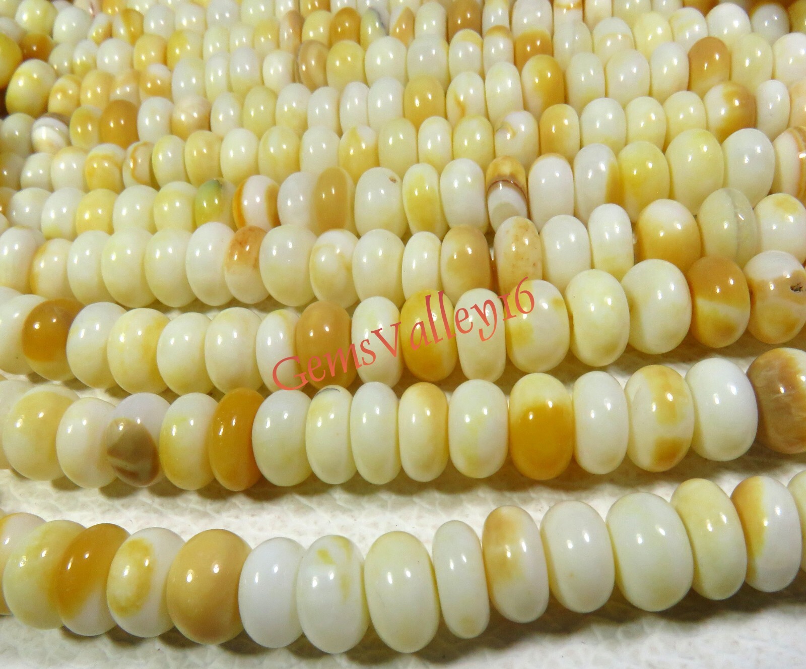 New Yellow Mustard Shaded Opal Smooth Gemstone Rondelle Briolette Beads 8-8.5mm