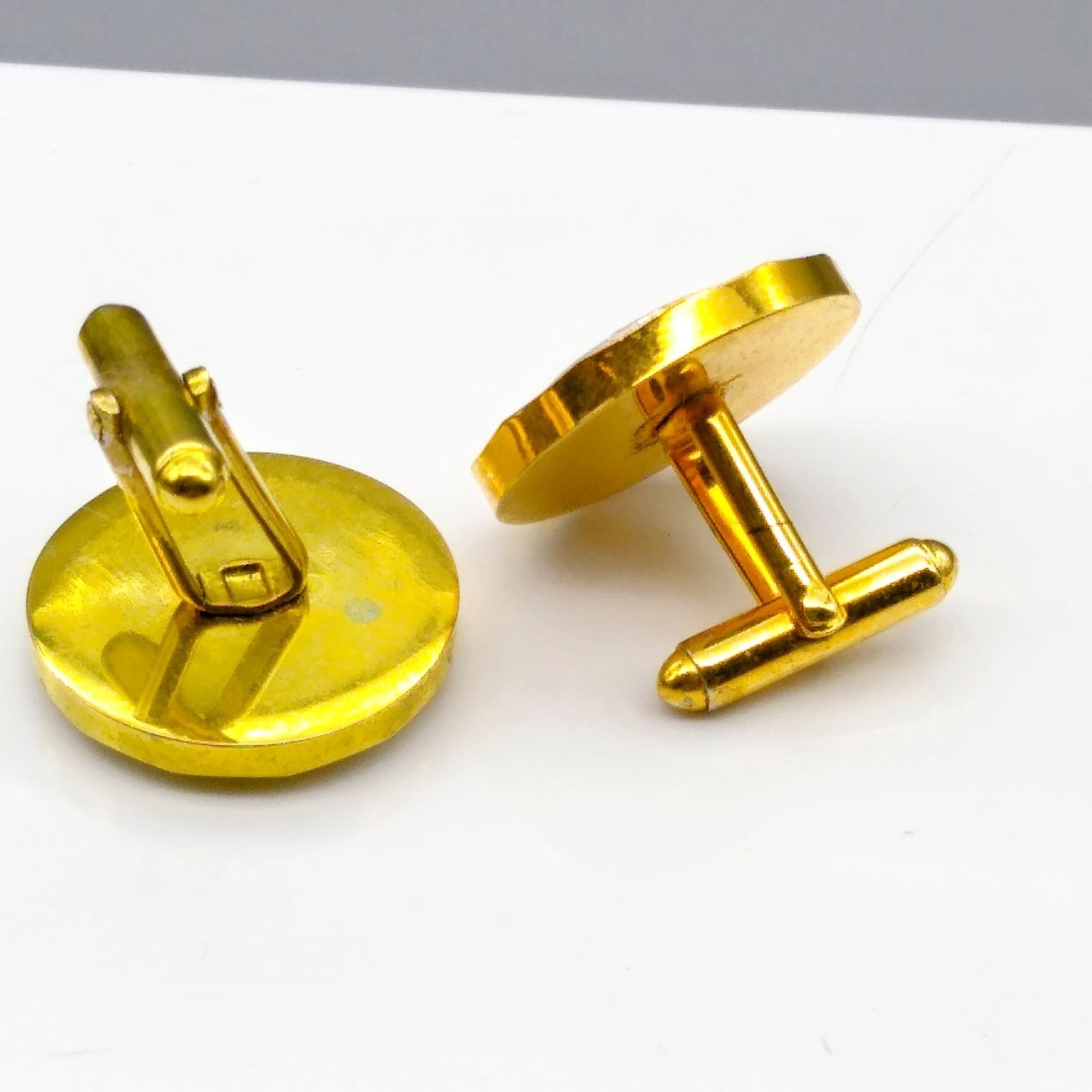 Vintage Nautical Military Remembrance Cufflinks, Gold Tone and White Navy Retro
