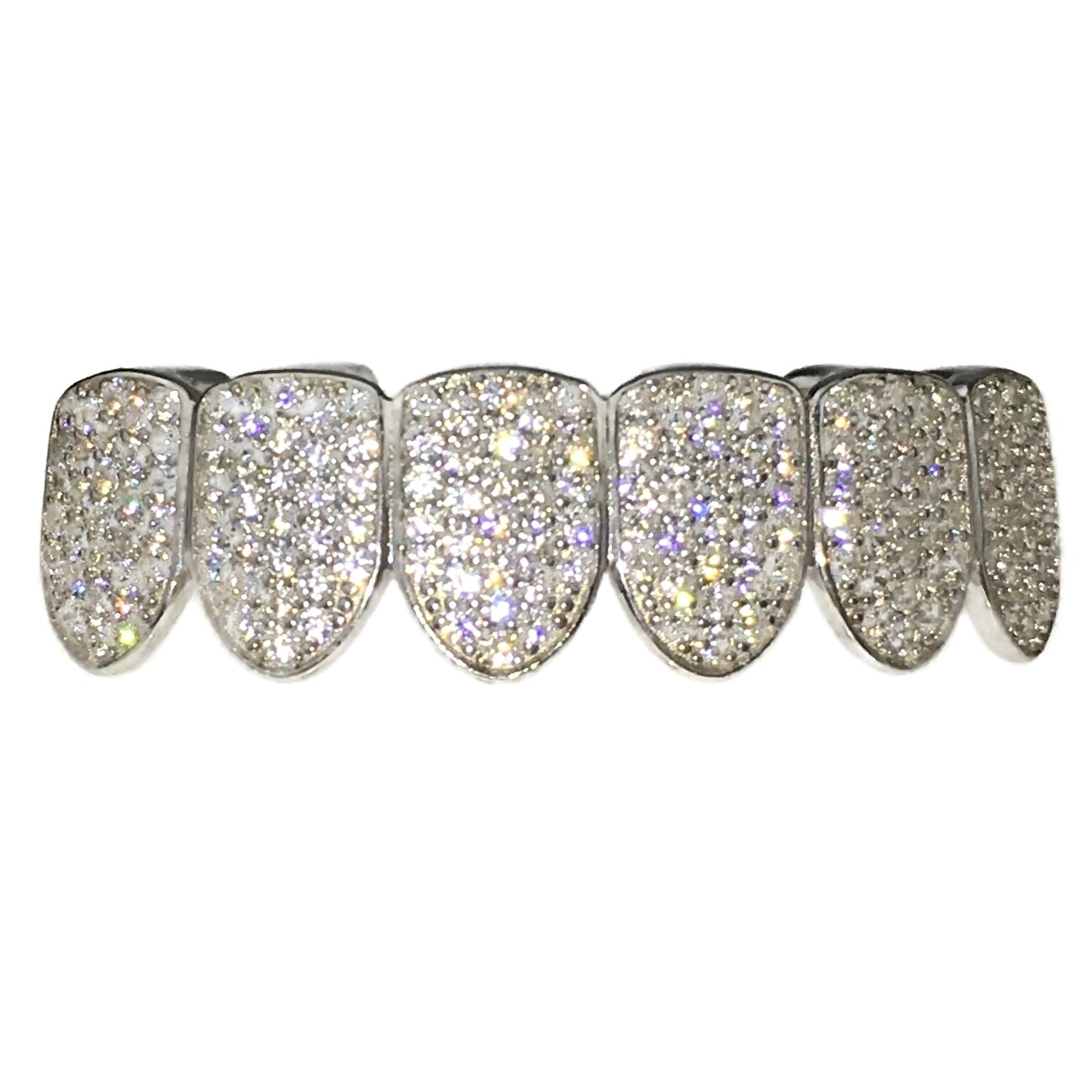 Real 925 Sterling Silver Grillz Micro Pave Iced Flooded Out CZ Bottom Teeth