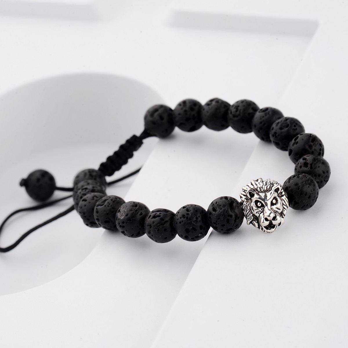 Fashion Men’s Women’s Lion Beads Regalite Lava Macrame Weaving Handmade Bracelet
