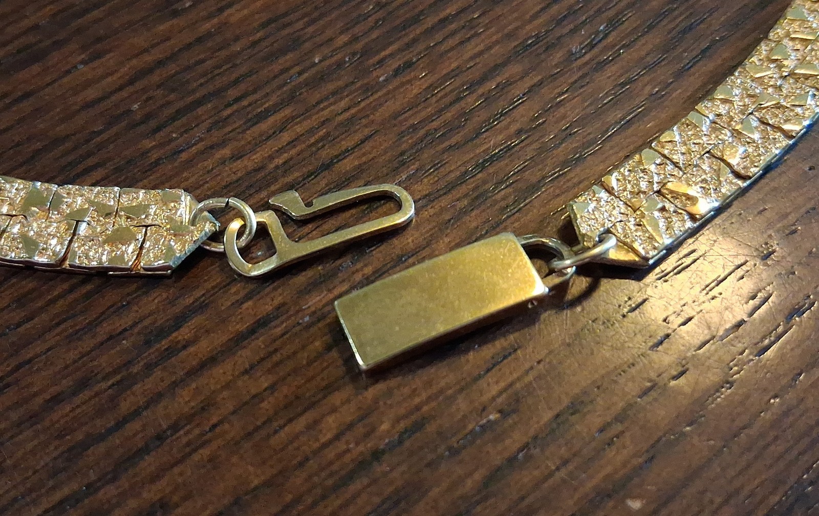 19″ Faux Gold Nugget Style 8mm Wide Chain Vintage(?) See Pics/Description