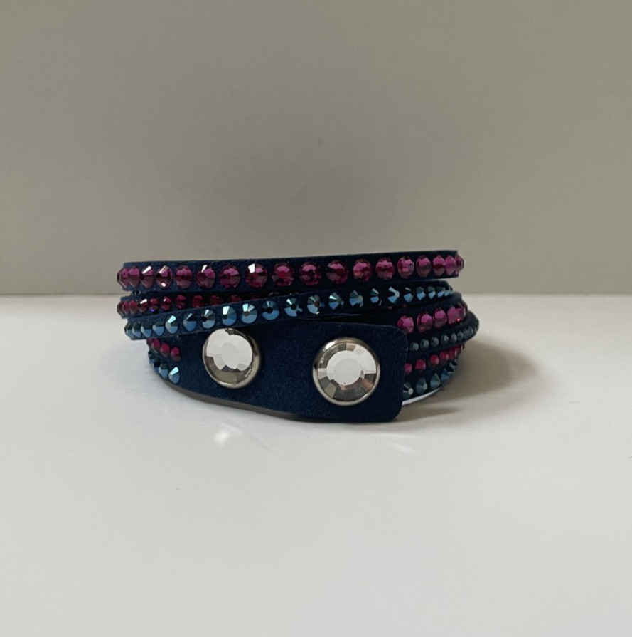 Swarovski Slake Dark Blue Alcantara Mixed Colored Crystals Women’s Deluxe