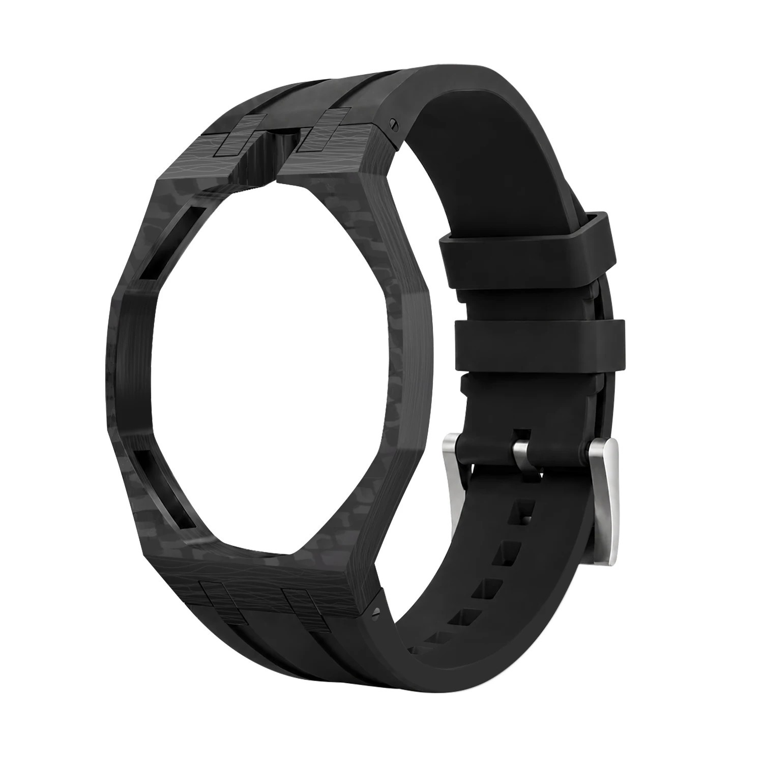 Luxury Carbon Fiber Watch Case Silicone Band For Swatch X AP Royal POP Pocket