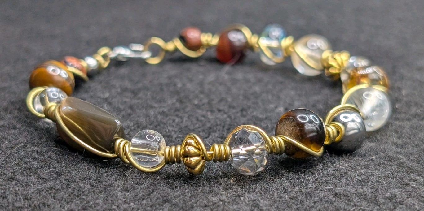 Bronzite Stone Chunky Beaded Women’s Stretch Bracelet (16cm) Small Wrist