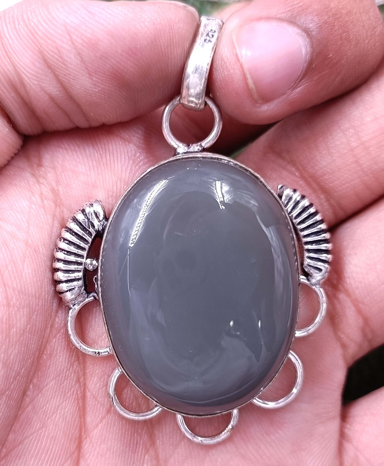 84.05 Ct Special Offer EGL Gray Onyx Oval Cut Pendant With Free Silver Chain SPC