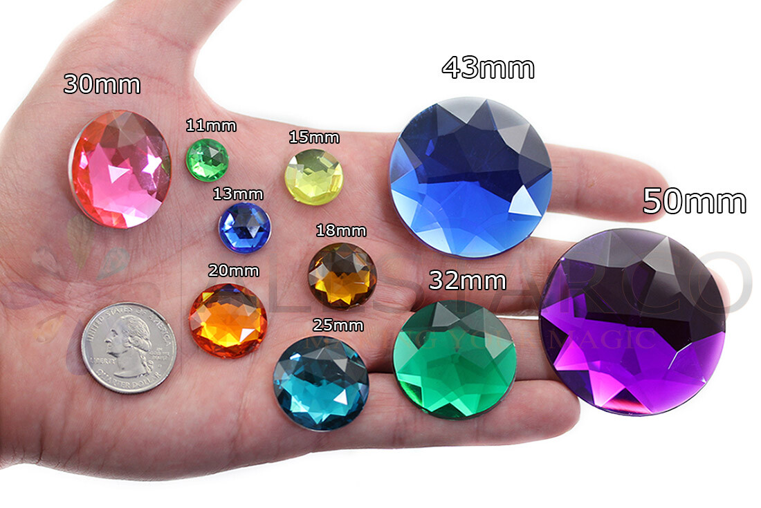 25mm Flat Back Round Acrylic Jewels Plastic Rhinestones 20 Pieces – 21 Colors