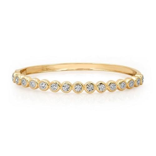 Shining Dawn 14K (or 18k upon request) Yellow Gold Bangle Diamond Bracelet