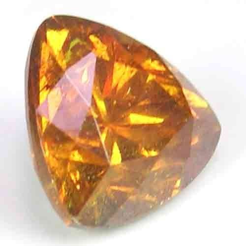 SENSATIONAL NATURAL FIRE ORANGE BROWN SPAINESE GEM TRILLION CUT SPHALERITE GEM
