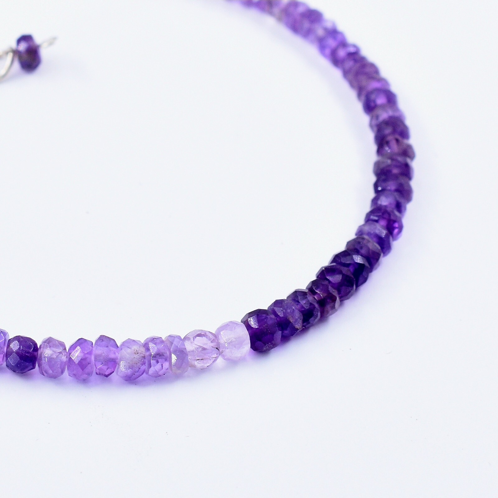 Genuine Shaded Amethyst 3-4 mm Faceted Rondelle Jewelery Adjustable Bracelet 7″