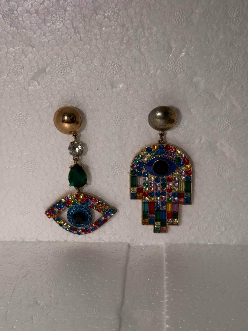 Handmade Earrings – Evil Eye & Hamsa Design, Colorful Gemstones