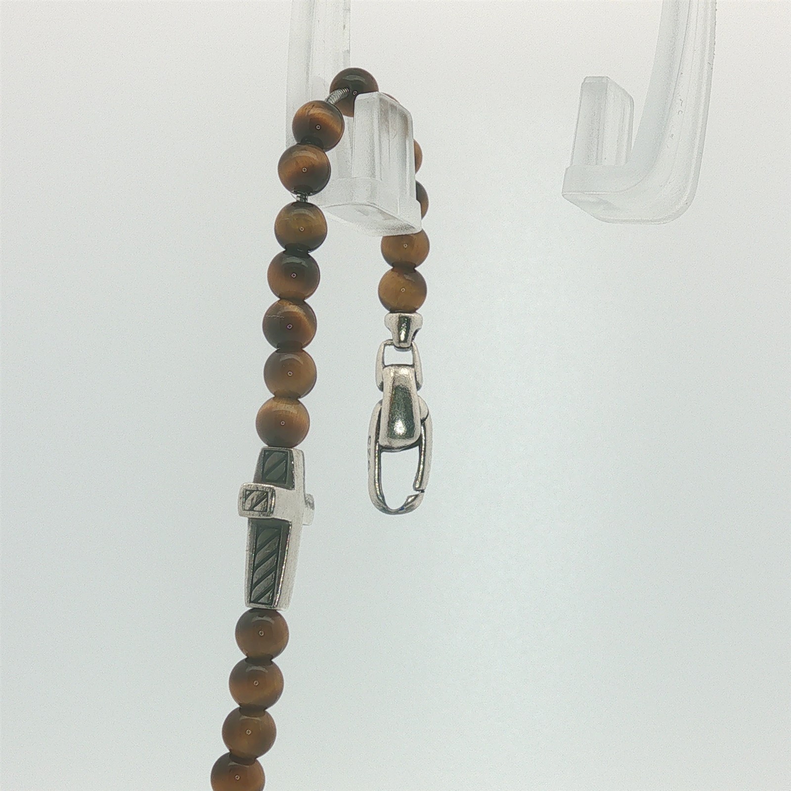 Vintage SS David Yurman Tigers Eye and Cross Bracelet 8″