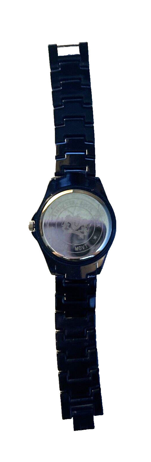 Varsales Women’s 7.5″ Silver Tone Gemmed Watch Black Band New Battery