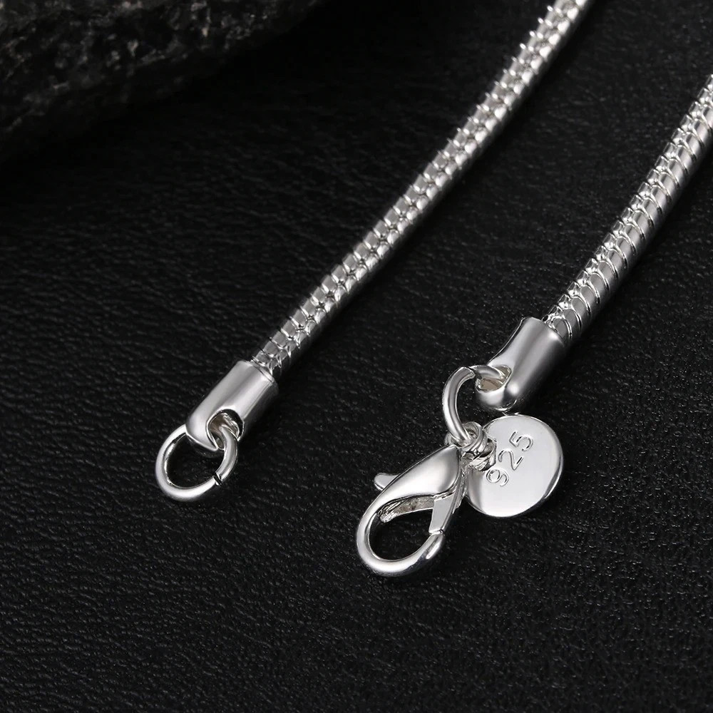 Men&Women’s 925 Sterling Silver Snake Chain Necklace 16-24*
