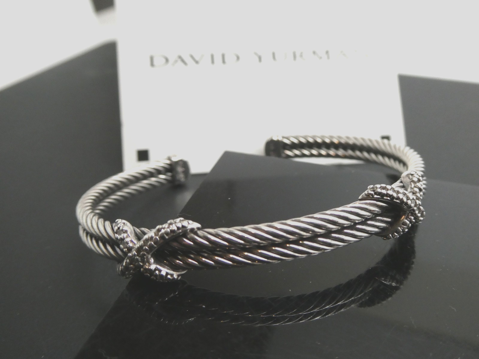 David Diamond Double X Cable Classics Station Bracelet Size M