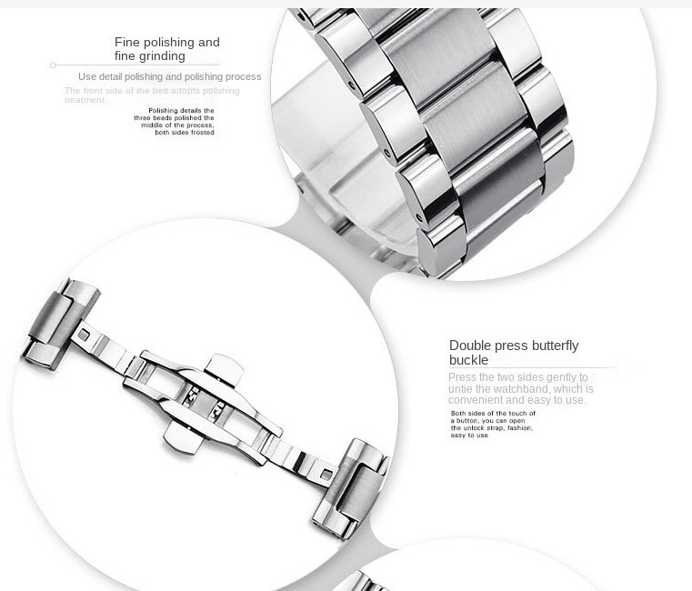 Thicked Stainless Steel Watch Strap Mens Solid Metal Band 18 20 21 22 23 24 26mm