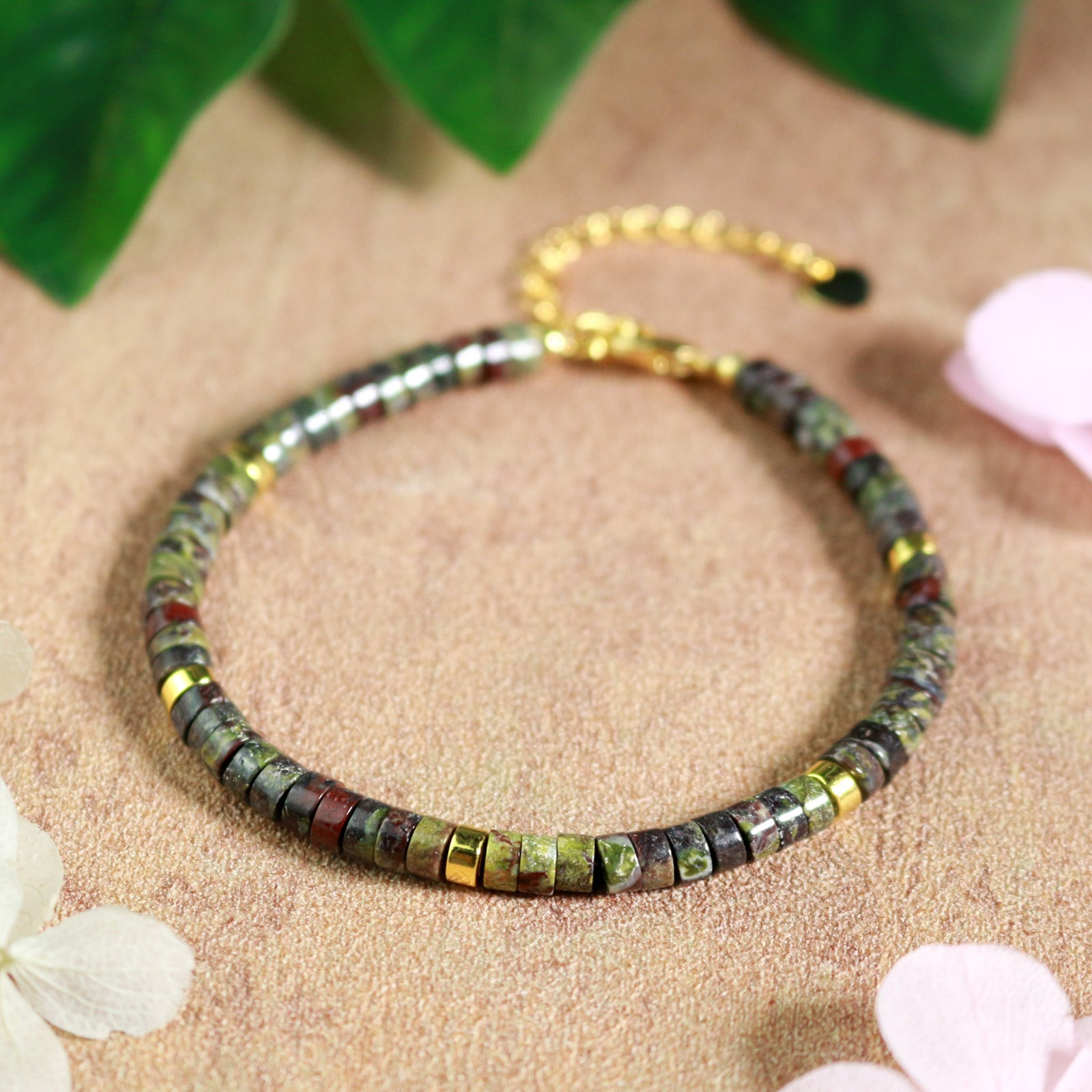 Natural Dragon Blood Beads Healing Crystal Grounding Stone Minimalist Bracelet