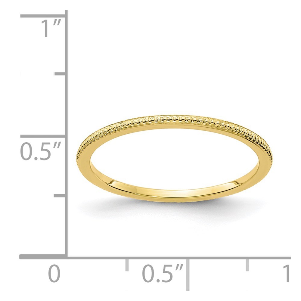 10K Yellow Gold 1.2mm Beaded Stackable Band Ring Size 8 for Women