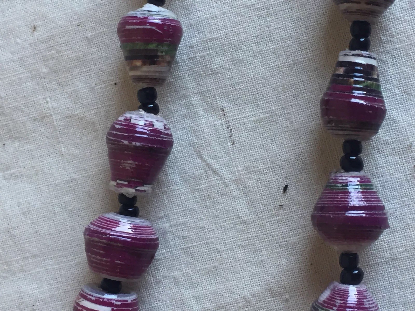 Contemporary Women’s Purple Fashion Jewelry Recycled Magazine Beaded Necklace
