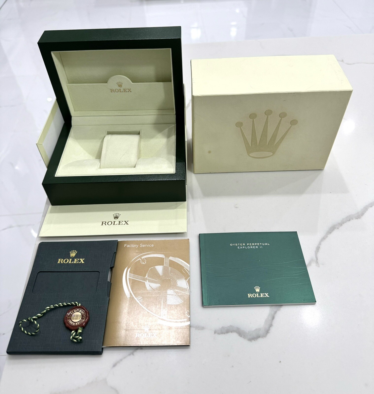 Authentic NEW STYLE ROLEX Explorer II 216570 Watch Box COMPLETE SET 2012-2015
