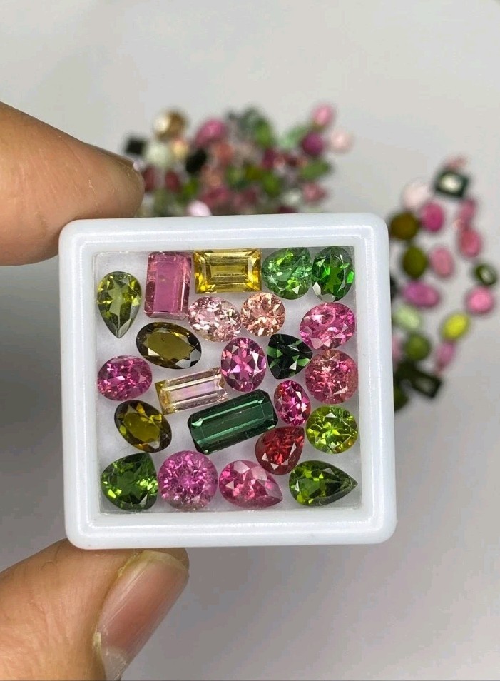 Mix Shape Multi Color Tourmaline Crystal Gemstone Cut Natural Tourmaline Faceted