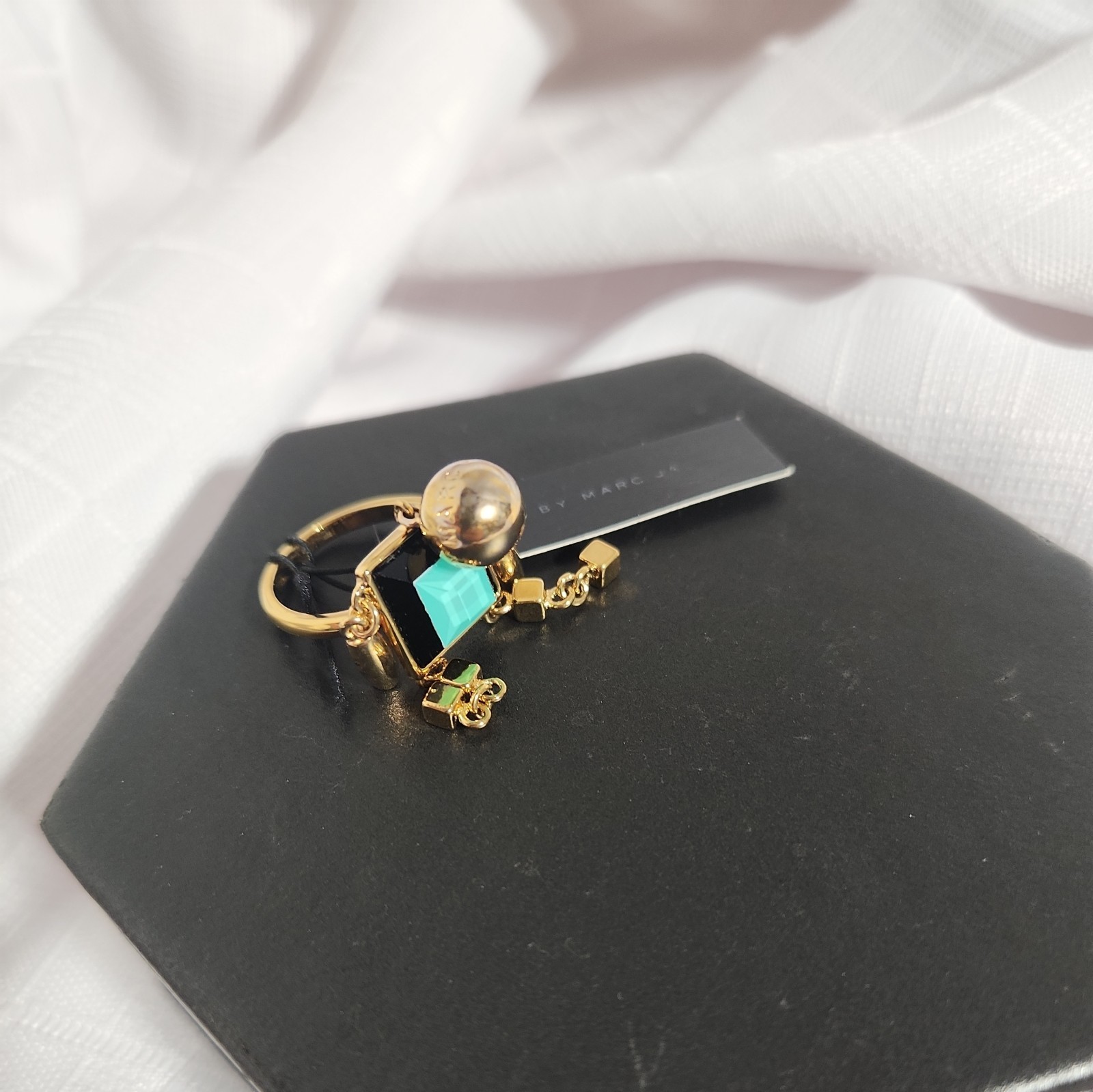Marc By Marc Jacobs Womens Stacked Figure Block Dusty Jade Green Ring – Size – 7
