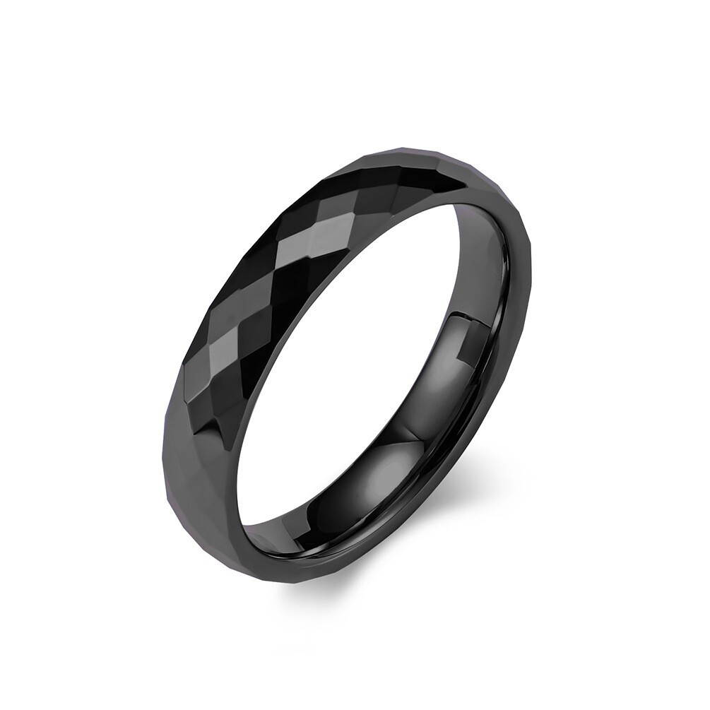Men’s Rhombus Band Tungsten Steel Wedding Ring Size 6-12 Black/Silver/Rose Gold