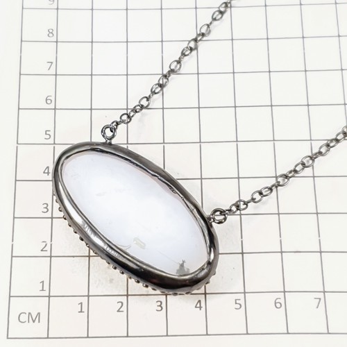 60 ct+ Natural Dendritic Jasper Necklace 925 Sterling Silver 17.75″/N28637