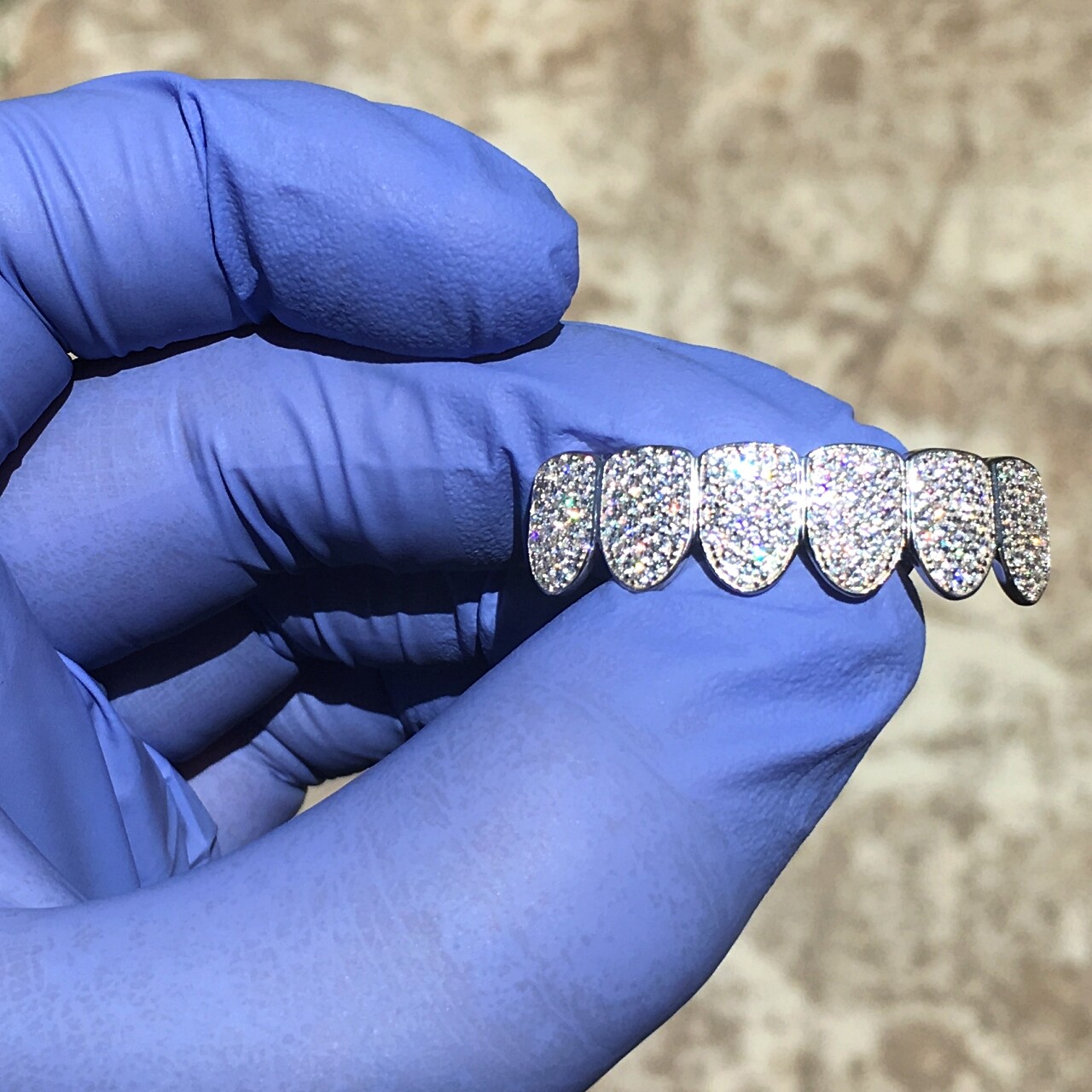 Real 925 Sterling Silver Grillz Micro Pave Iced Flooded Out CZ Bottom Teeth