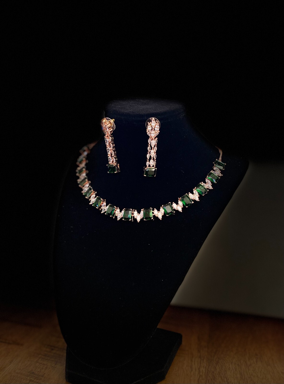 Emerald Necklace set A D Jewelry Rose Gold Bridesmaid Jewelry Gift C Z Jewelry