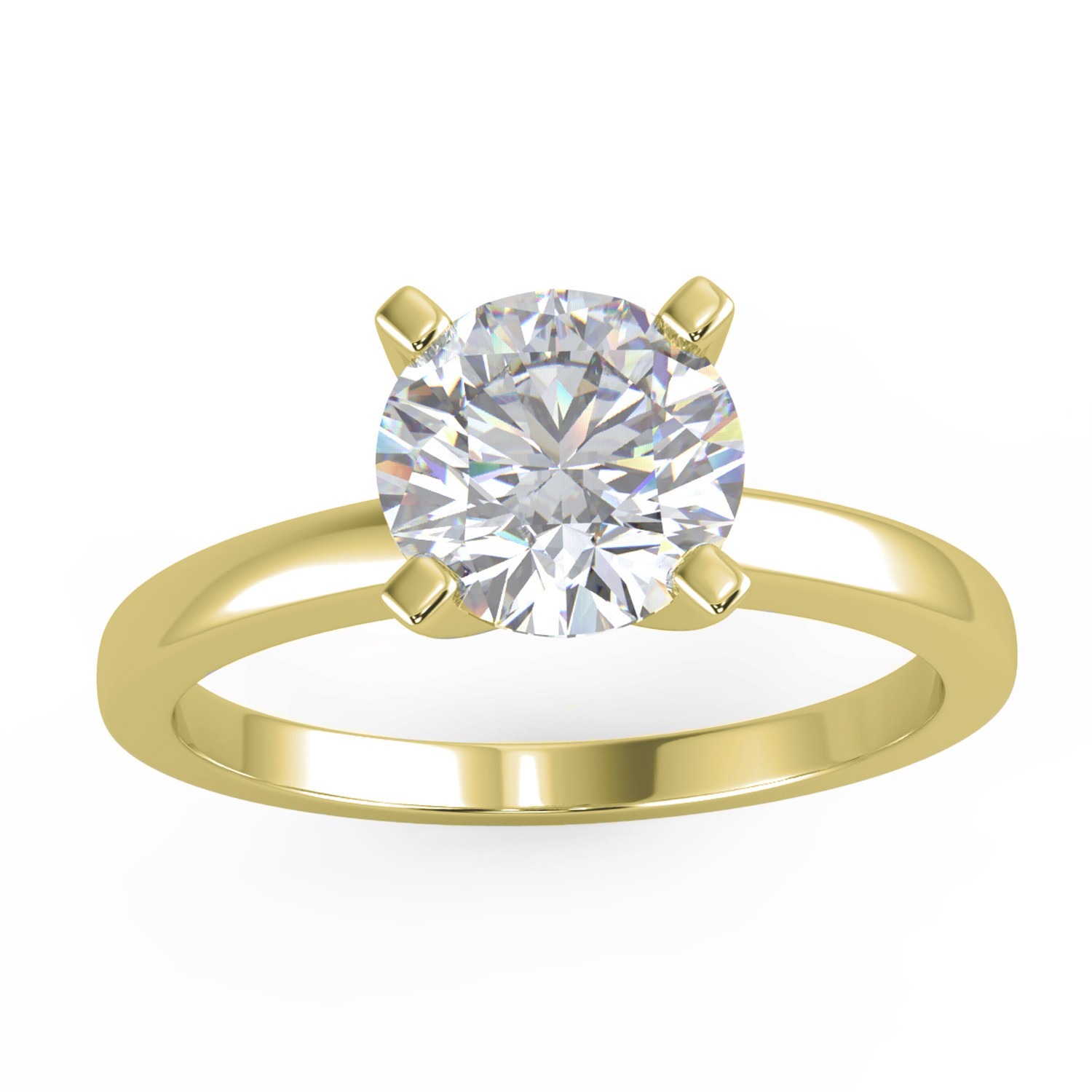 1.06 Ct Round Cut VVS2/F Solitaire Diamond Engagement Ring 14K Yellow Gold