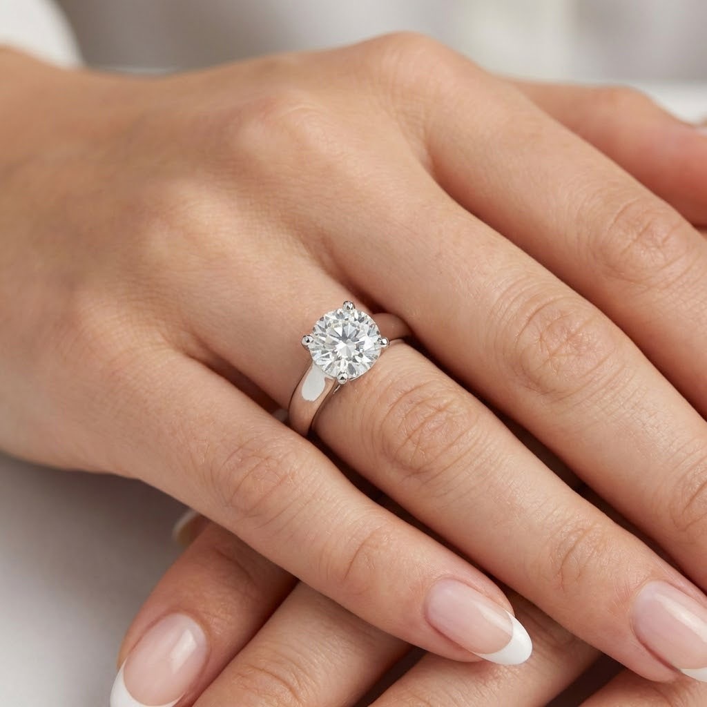 Solitaire Engagement Ring Platinum Trellis 3.68 CT Round Lab-Grown Diamond F SI2