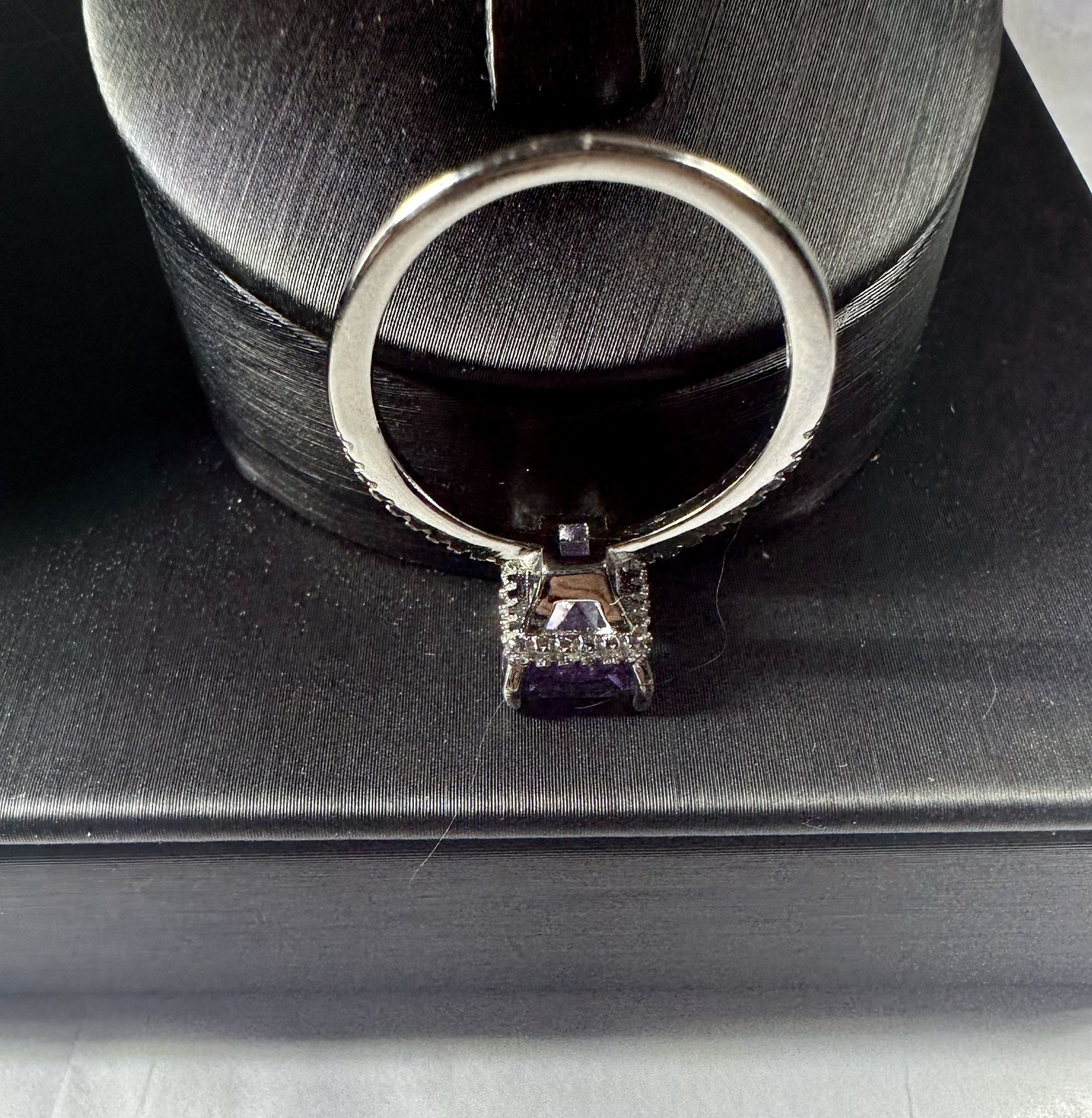 New W/ Certificate 4ct Lavender Radiant Lab Gem Ring,Moissanite Halo, S925 Sz. 8