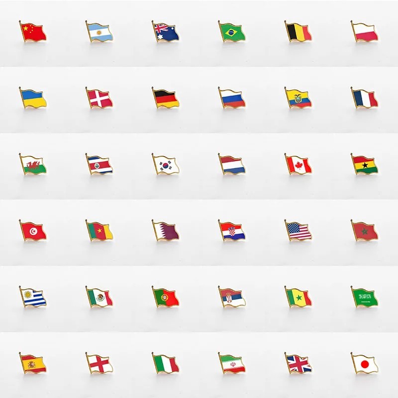 World Cup 2026 National Country Flag Lapel Pin Badge Brooches Metal with