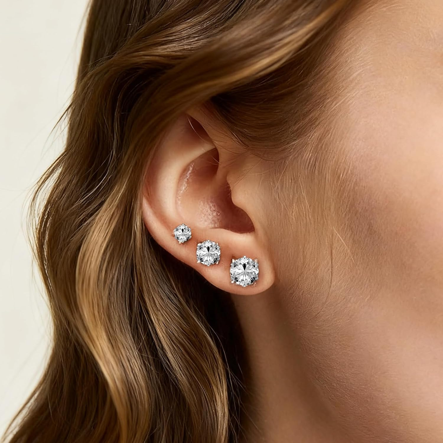 6/12 Pairs Silver Gold Stainless Steel Stud Earrings Set for Women Men | Hypoall