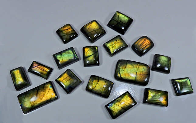 NATURAL GOLDEN LABRADORITE OCTAGON CABOCHON LOOSE GEMSTONE WHOLESALE LOT Ko599