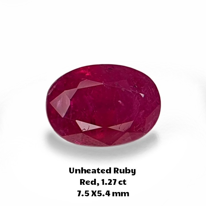 1.27 Ct UNHEATED RUBY 7.5 x 5.4 RED Oval-cut Gemstone