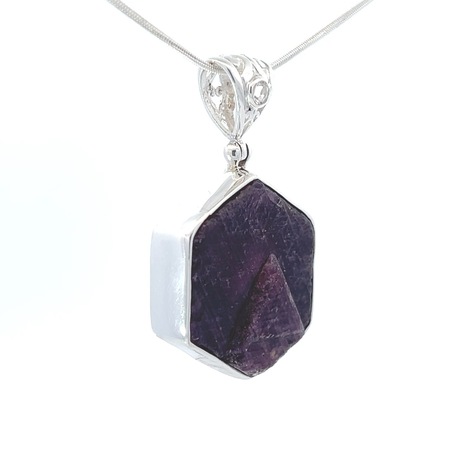 Stones Desire Record Keeper Ruby Crystal Pendant Necklace (22″)