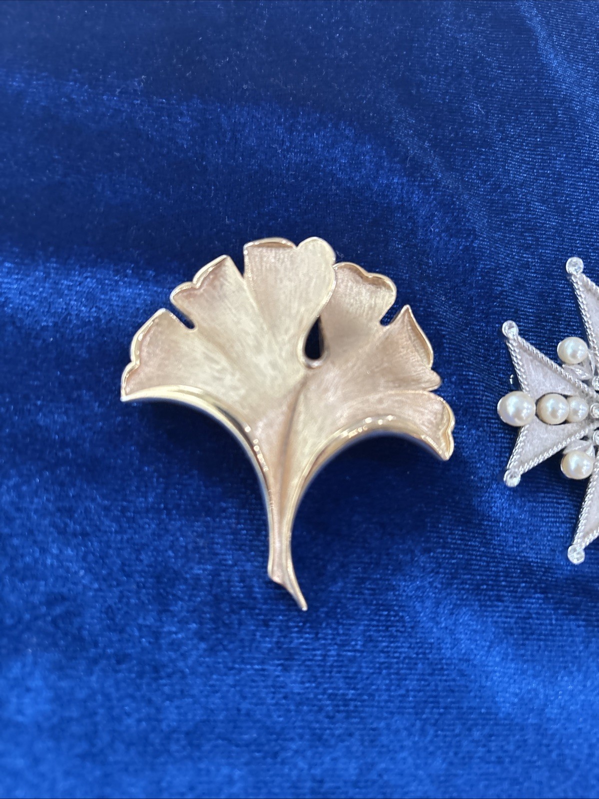 Vintage Crown Trifari Brooch Lot Of 3. All Signed. All Plated. 1 Maltese Cross
