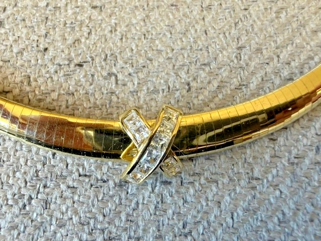 14 K Yellow Gold Slide Enhancer with CZ Perfect For Large Omega Necklace 2.36GM