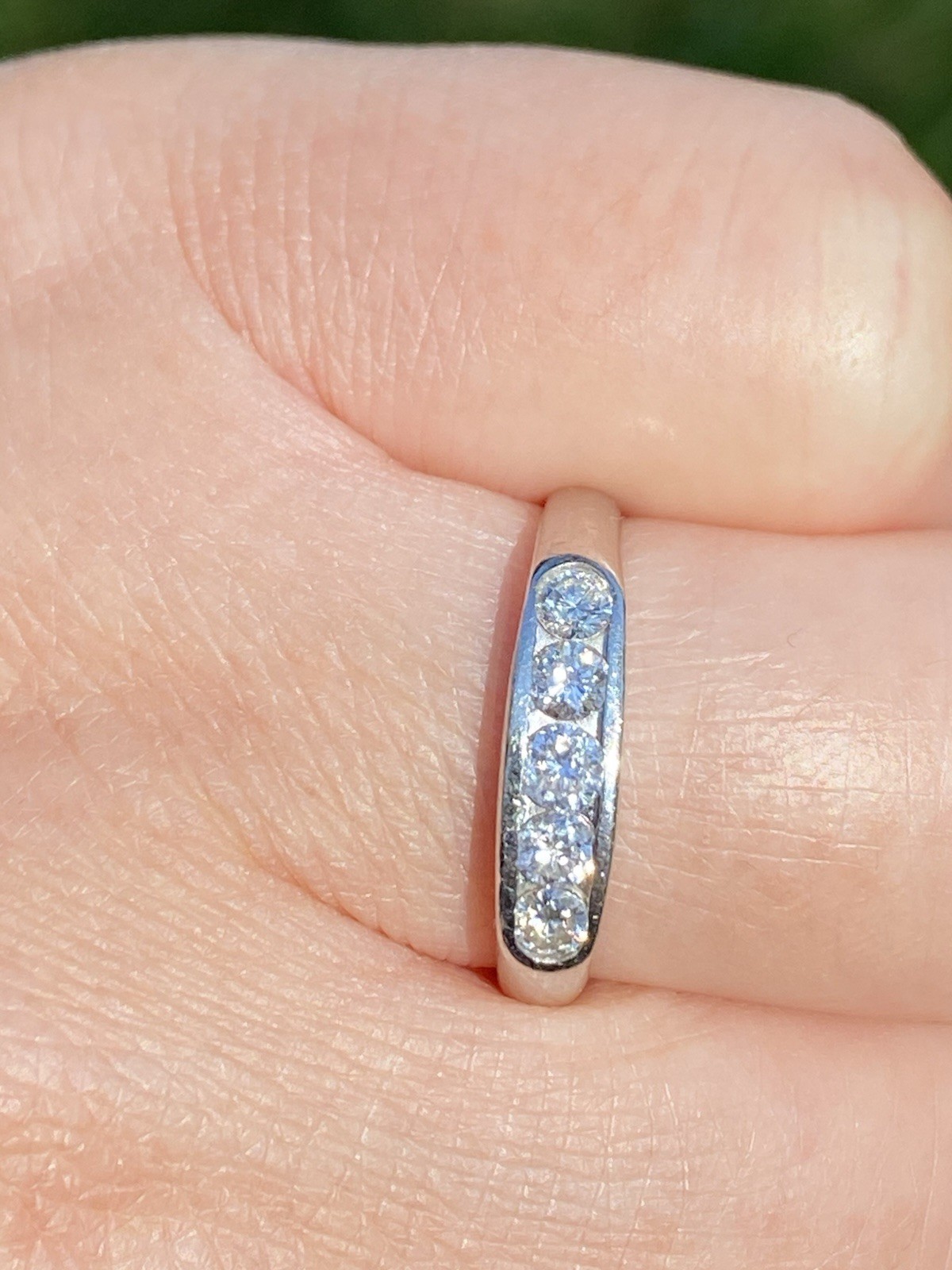 Platinum 0.50CTW 100% Natural Diamond Band Ring Size 7, 4.08 Grams