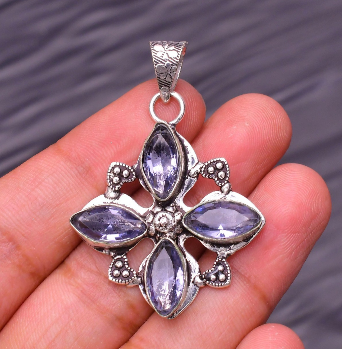 Iolite Gemstone 925 Sterling Silver Jewelry Pendant 1.77″
