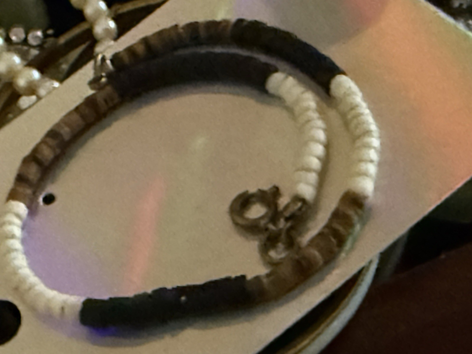 Bone Handmade Necklace Brown and white colors surf style Beach 7 Inches Large
