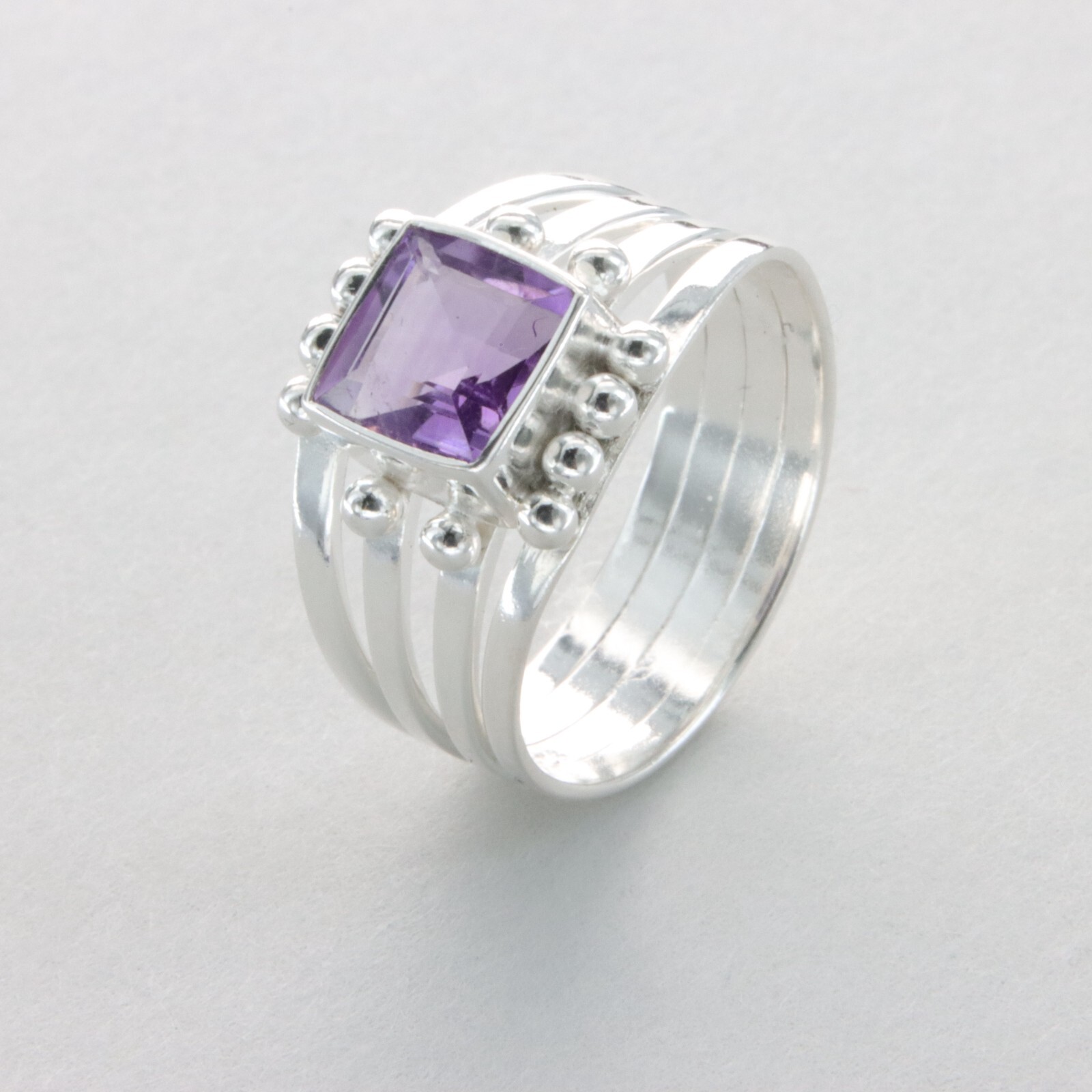 Square / Rectangle AMETHYST Ring – Multiple Sizes – 925 STERLING SILVER #9e