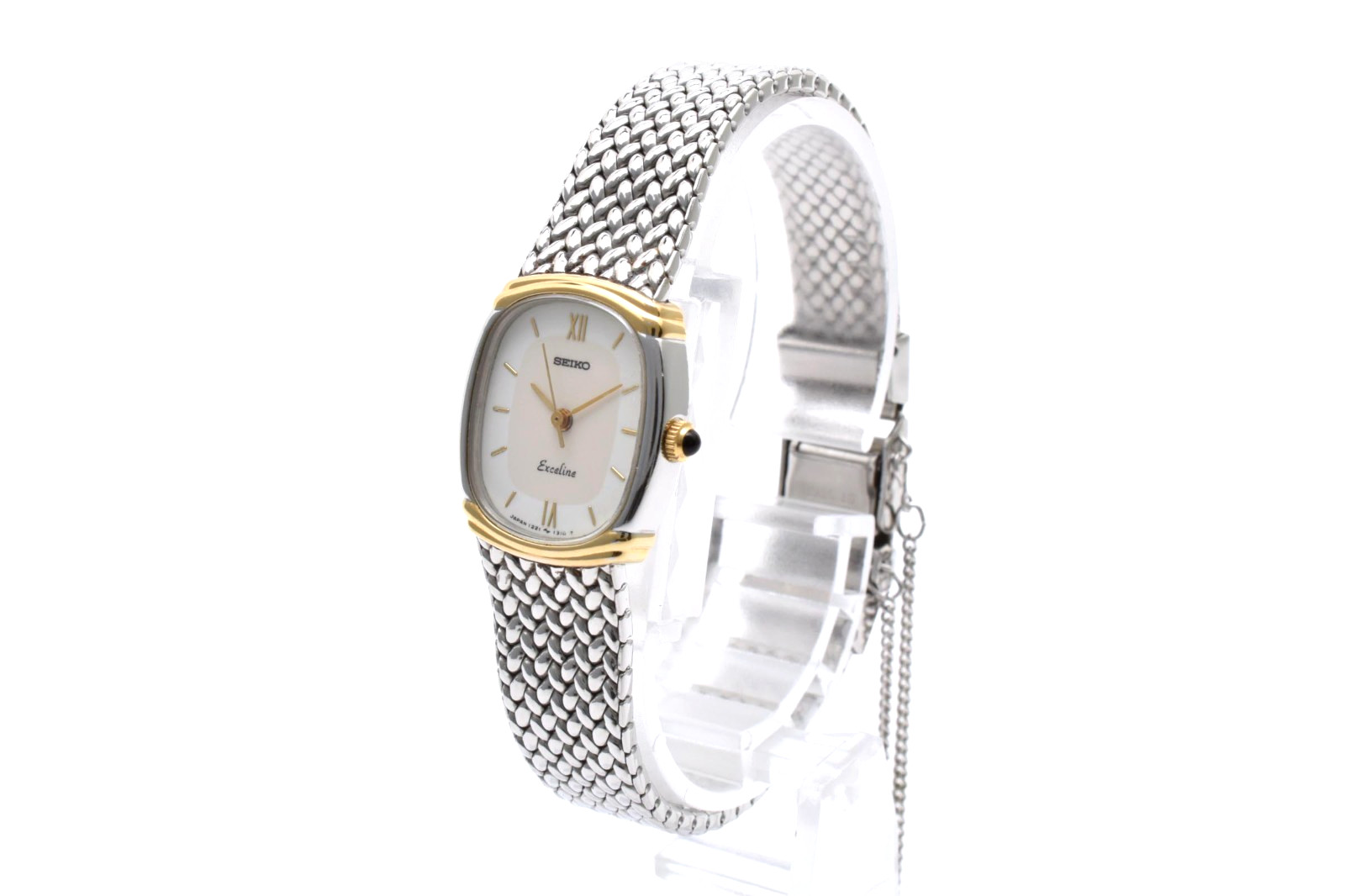 【 Exc+5 】 SEIKO Exceline 1221-5890 21mm Quartz Vintage White Dial Oval Watch