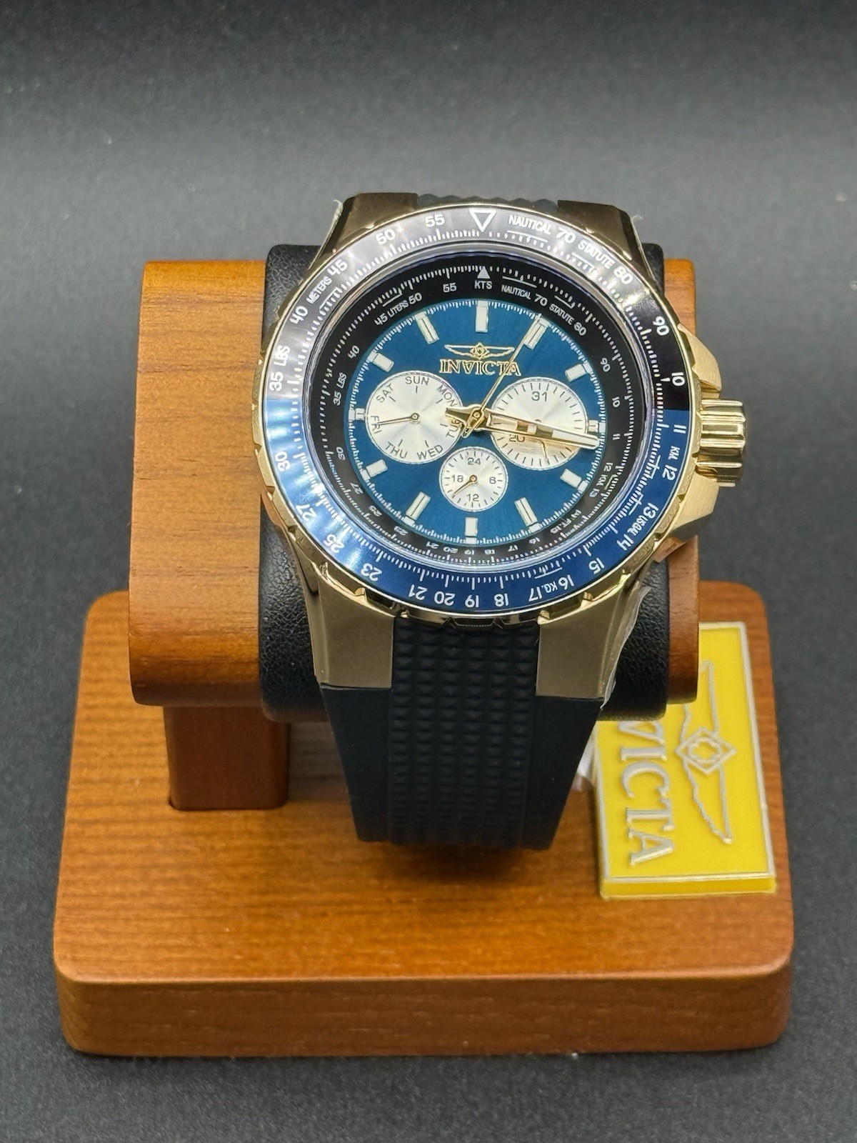 Invicta Aviator 50mm Gold-tone Stainless Steel Case 33031 Silicone Band NIB
